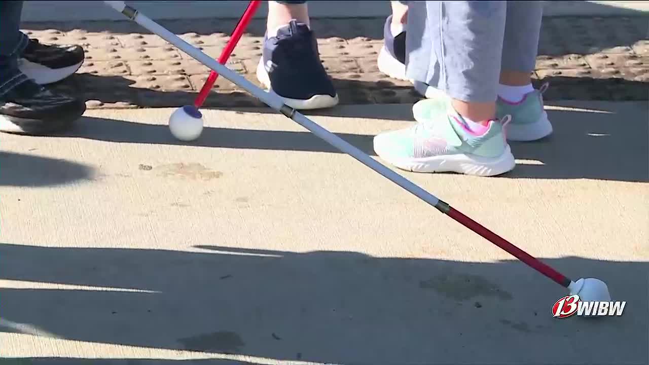 Greenbush Students Practice Independence Skills Outside Topeka Capitol in White Cane Day Preparation