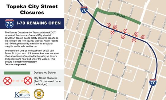 A map of closures created by the failure of the Polk-Quincy barrier.