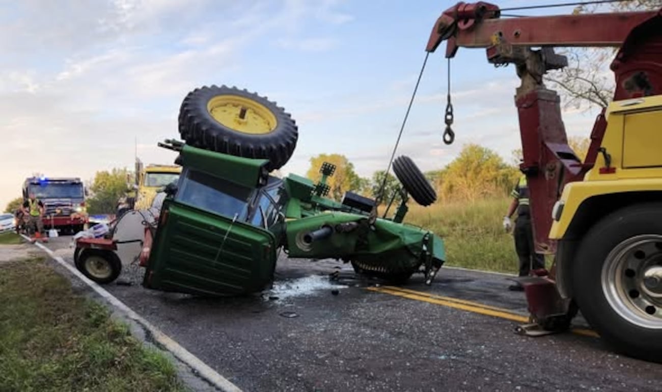 Pickup truck collides with tractor in southeast Shawnee County
