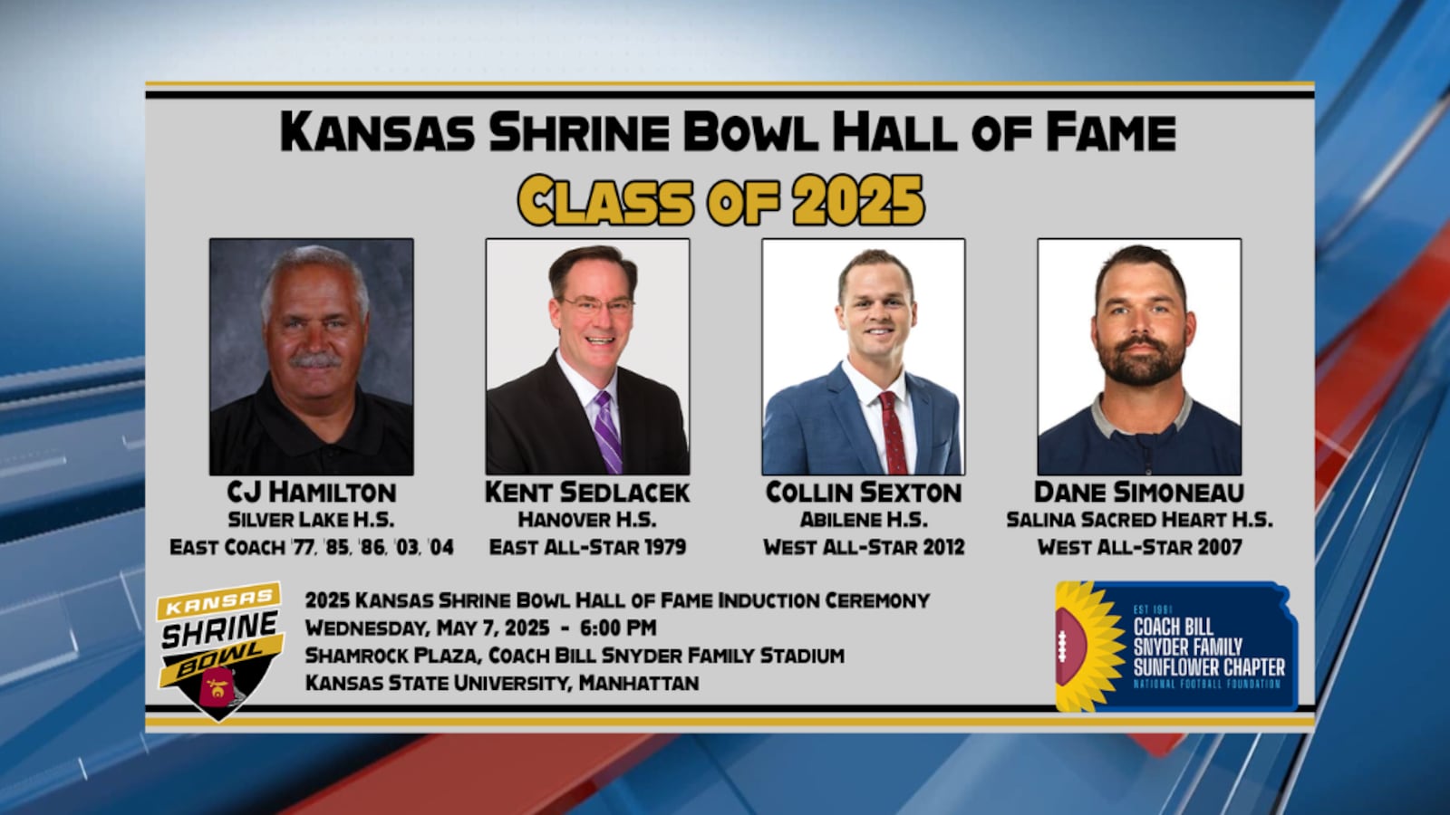 Kansas Shrine Bowl Hall of Fame Class of 2025 Announced Kansas Shrine Bowl Hall of Fame Class of 2025 Announced