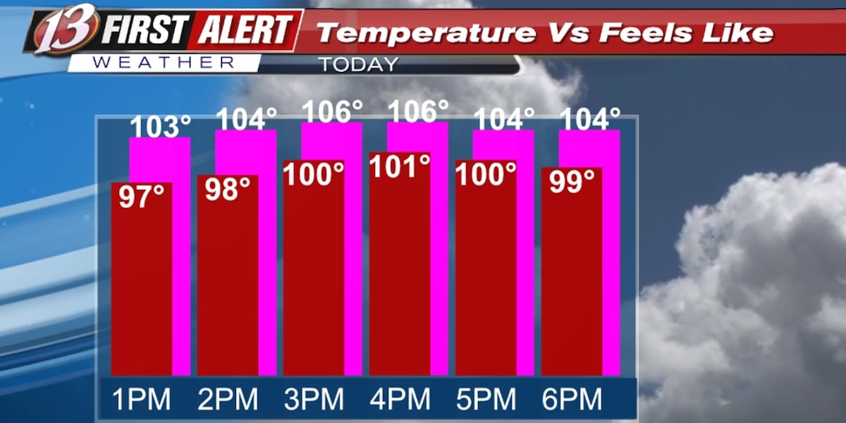 Wednesday forecast: Hot, slightly more humid