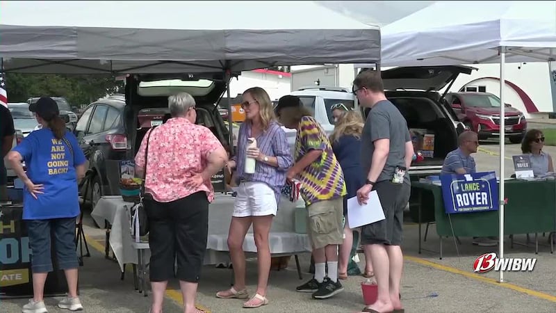 Democratic candidates in Kansas held a Democracy Tailgate in Shawnee County.