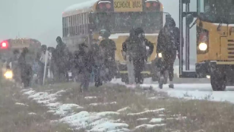 Three buses were stopped along I-470 in Topeka.